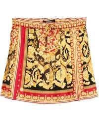Versace - Mini-Rok Met Plooien En Barocco-Print - Lyst