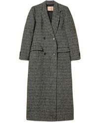 Twinset - Checked-Print Double-Breasted Coat - Lyst
