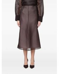Agnona - Silk Midi High-Waisted Skirt - Lyst