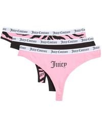 Juicy Couture - Tiger-Print Logo-Waistband Thongs (Set Of Three) - Lyst
