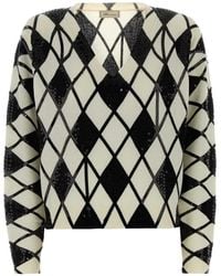 Blumarine - Sequin-Embellished Argyle Sweater - Lyst