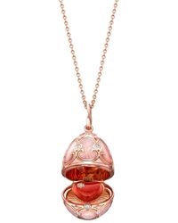 Faberge - 18kt Rose Gold Heritage Diamond Surprise Locket Necklace - Lyst