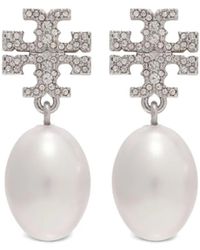 Tory Burch - Moondance Pearl And Pavé Drop Earring - Lyst