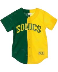 Mitchell & Ness - Nba "Seattle Supersonics" Split Color Mesh Button Shirt - Lyst