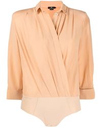 Elisabetta Franchi - Wrap-Front Long-Sleeve Bodysuit - Lyst