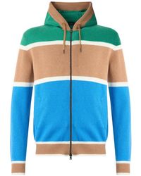 Herno - Zip-Up Striped Knitted Hoodie - Lyst