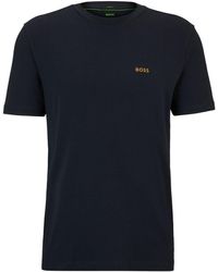 BOSS - Logo-embroidered Stretch-cotton T-shirt - Lyst