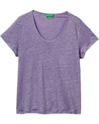 Benetton - Scoop-Neck Linen T-Shirt - Lyst