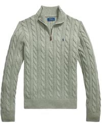 Polo Ralph Lauren - Kabelgebreide Trui Met Halve Rits - Lyst