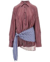 ANDAMANE - Jolene Beaded-Fringe Striped Shirt Mini Dress - Lyst