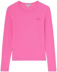 Ganni - T-Shirt À Logo Brodé - Lyst