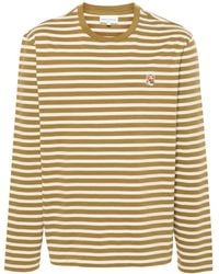 Maison Kitsuné - Fox Head Striped T-shirt - Lyst