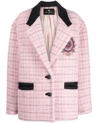 Etro - Floral-embroidery Virgin Wool-blend Coat - Lyst