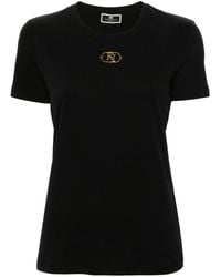 Elisabetta Franchi - T-shirt en coton à logo pailleté - Lyst