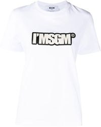 MSGM - Logo-print Cropped T-shirt - Lyst