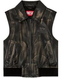 DIESEL - Casual Sleeveless Leather Jacket - Lyst