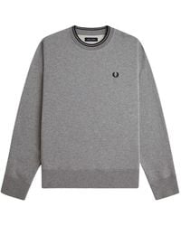 Fred Perry - Logo-Embroidered Striped-Trim Sweater - Lyst