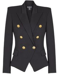 Balmain - Wollen Jack Met Dubbele Rij Knopen - Lyst