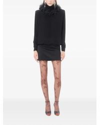 Valentino Garavani - Feather-Trim Silk-Georgette Mini Dress - Lyst