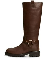 Twinset - Leather High Biker Boots With Ring - Lyst
