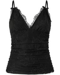 Pinko - Floral Lace Top With Shoulder Straps - Lyst