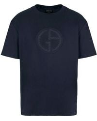 Giorgio Armani - T-shirt en coton à logo appliqué - Lyst