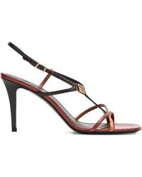Fendi - 85Mm Leather Ffold Heeled Sandals - Lyst