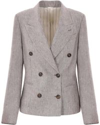Brunello Cucinelli - Walnussbraune Jacke Mit Knopfmanschetten - Lyst