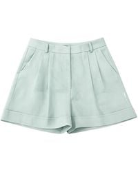 ACTUALEE - Pleated Turn-Up Shorts - Lyst