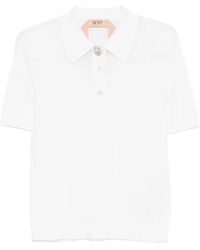 N°21 - Embellished-Button Polo Top - Lyst
