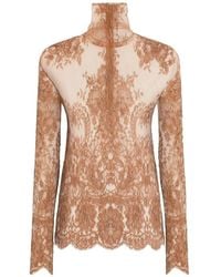 Dolce & Gabbana - Lace-Panelled High-Neck Top - Lyst