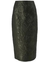 Carolina Herrera - Floral-Jacquard Cloque Midi Skirt - Lyst