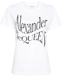 McQueen - Cotton T-Shirt With Bold Logo Print - Lyst