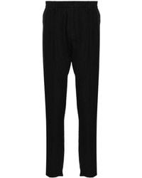 Emporio Armani - Mid-rise Tapered Linen Trousers - Lyst