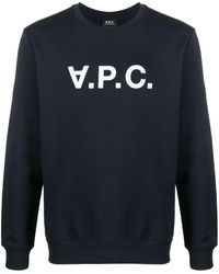 A.P.C. - Logo-print Round Neck Sweatshirt - Lyst