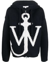 JW Anderson - Jw-initials Anchor-logo Intarsia-knit Hoodie - Lyst