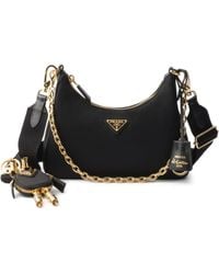 Prada - Re-Edition 2005 Re-Nylon And Saffiano Leather Bag With Charm - Lyst