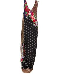 Moschino - Patchwork Maxi Dress With Deep V-Neckline - Lyst
