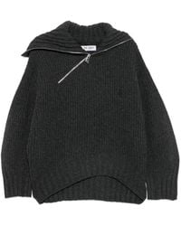 The Attico - Gerippter Pullover Mit Asymmetrischem Reißverschluss - Lyst