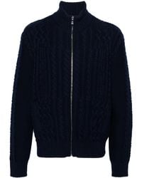 Versace - Cable-Knit Virgin Wool Cardigan - Lyst
