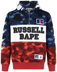 A Bathing Ape - X Russell 'colour Camo Ape' ハーフジップ パーカー - Lyst