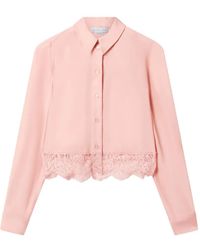 Stella McCartney - Lace-Trim Cropped Blouse - Lyst