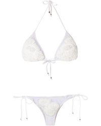 Amir Slama Beaded Embroidery Bikini Set - White