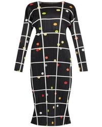 Pleats Please Issey Miyake - Pleated Grid Print Dress - Lyst