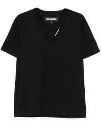 Les Hommes - Logo-Plaque V-Neck T-Shirt - Lyst