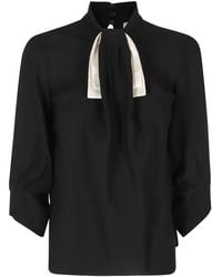 Elisabetta Franchi - Bow-Detail High-Neck Blouse - Lyst