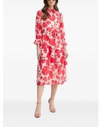 MARC AUREL - Ruffled Floral-Print Midi Dress - Lyst