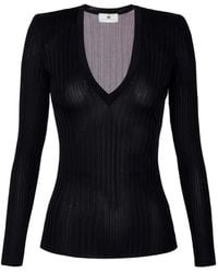 Elisabetta Franchi - Ribbed V-Neck Sweater - Lyst