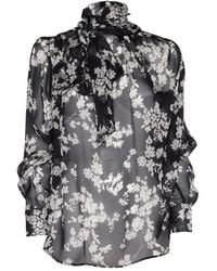 Elisabetta Franchi - Floral-Print Silk Blouse - Lyst