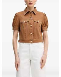 Guess - Puff-Sleeve Contrast-Stitch Jacket - Lyst